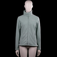 Ayacucho - Fleece jacket - Sage - Size M - Sage solid zip-up top with a high neck and long sleeves. Features a full-length front zipper, plain cuffs, and a straight hem.