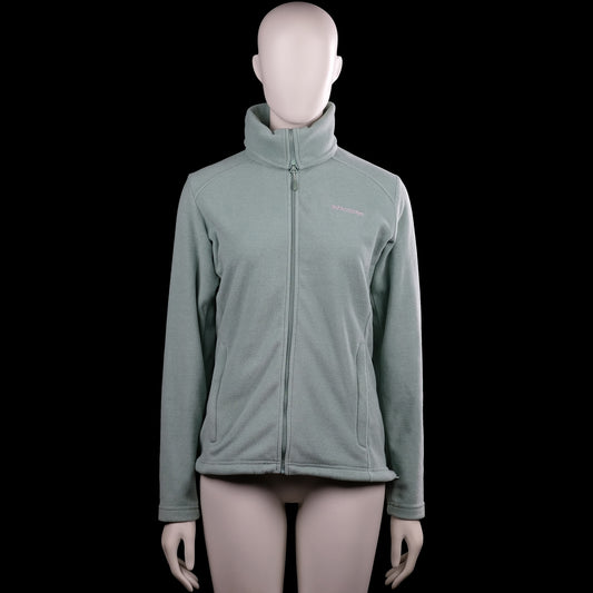 Ayacucho - Fleece jacket - Sage - Size M - Sage solid zip-up top with a high neck and long sleeves. Features a full-length front zipper, plain cuffs, and a straight hem.
