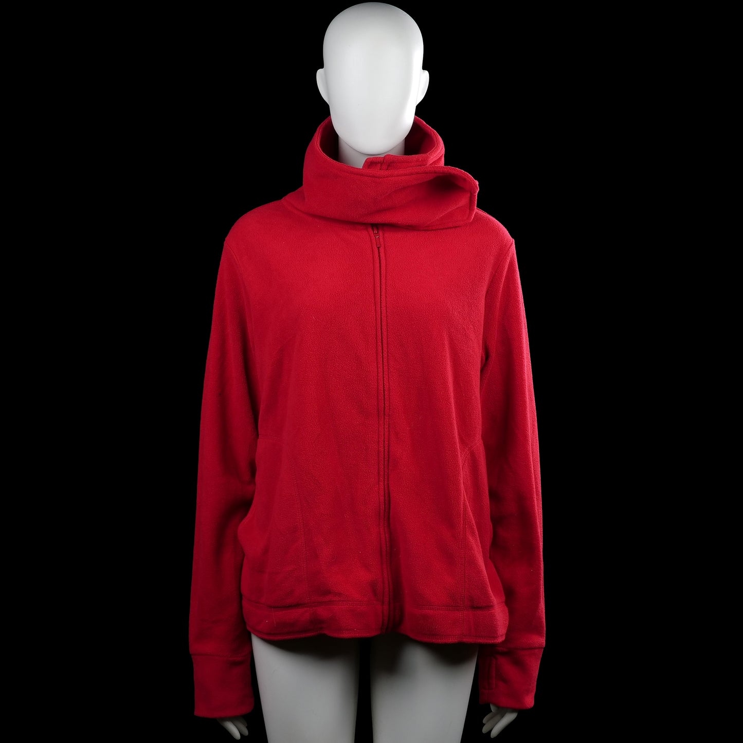 Yessica - Fleece jacket - Red - Size XXL - Red solid zip-front top with a high neck and long sleeves. Features plain cuffs and a straight hem.