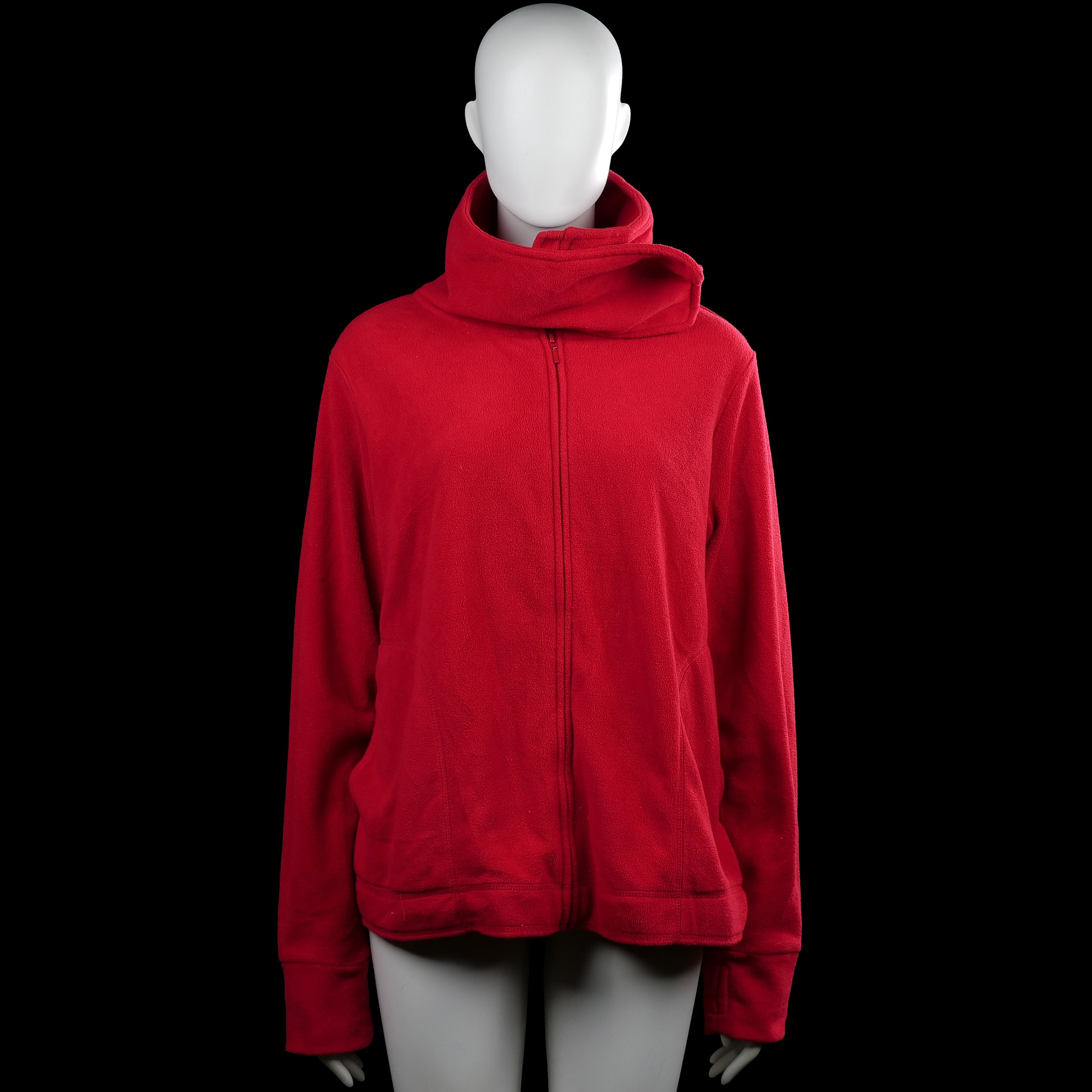 Yessica - Fleece jacket - Red - Size XXL - Red solid zip-front top with a high neck and long sleeves. Features plain cuffs and a straight hem.