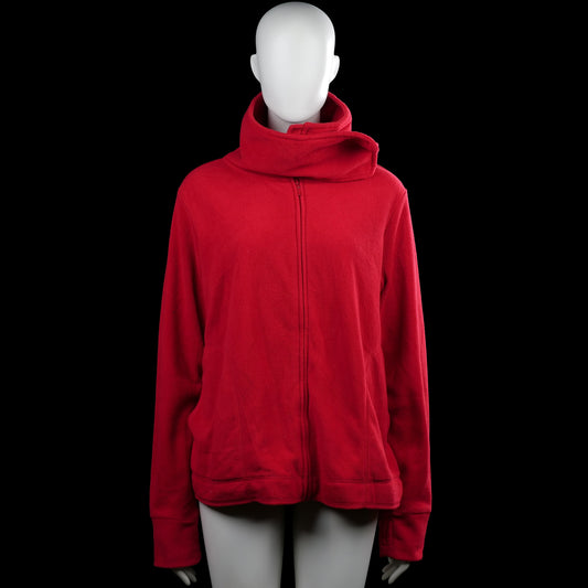 Yessica - Fleece jacket - Red - Size XXL - Red solid zip-front top with a high neck and long sleeves. Features plain cuffs and a straight hem.