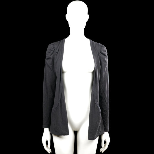 Crash one - Cardigan - Black - Size 158, 164 - Black solid open-front cardigan with a V-neckline and long sleeves with gathered shoulders. Features patch pockets and a straight hem with plain cuffs.