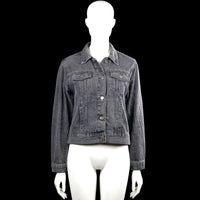 Primark - Denim jacket - Gray - Size 36 - Gray solid jacket with a classic collar and long sleeves with button cuffs. Features a button-front closure, two flap chest pockets, and a straight hem.