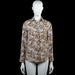 Primark - Shirt - White & Brown - Size 32 - White and brown leopard-pattern button-up shirt with a classic collar and long sleeves. Features button cuffs and a curved hem.