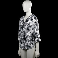 Long-sleeve top - White & Black - Size M