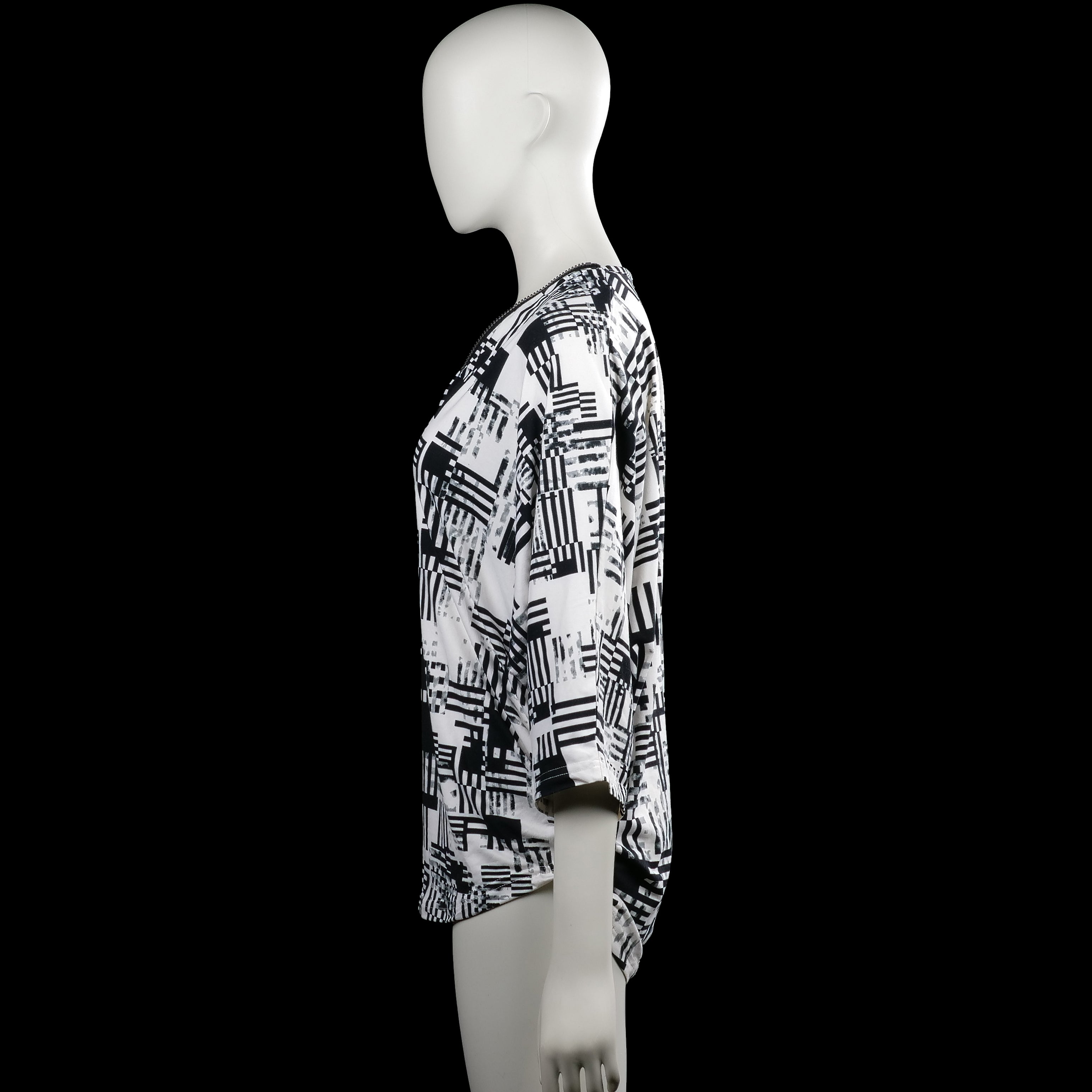Long-sleeve top - White & Black - Size M