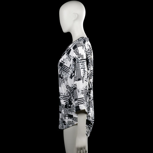 Long-sleeve top - White & Black - Size M