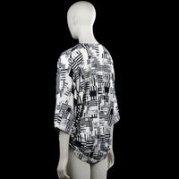 Long-sleeve top - White & Black - Size M