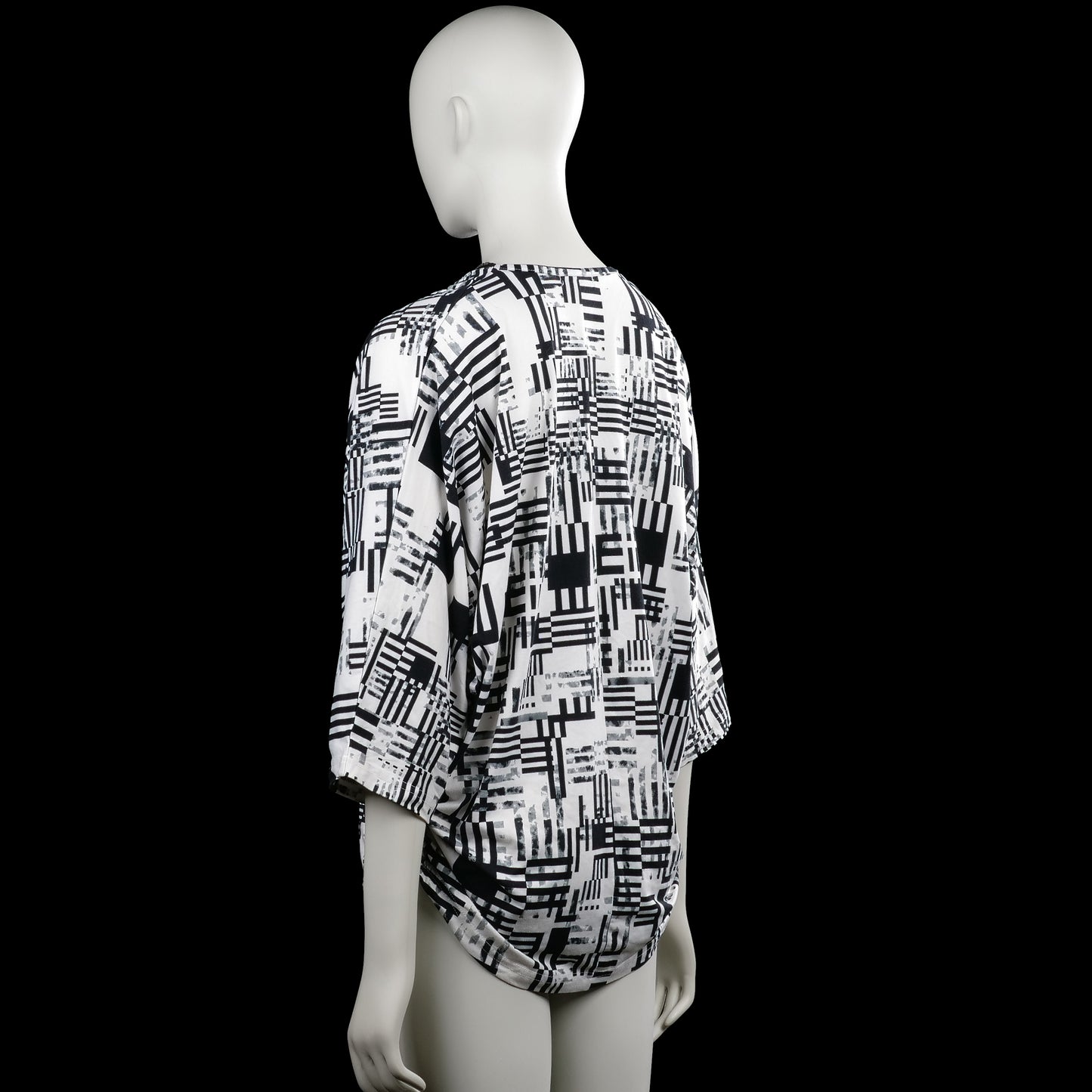 Long-sleeve top - White & Black - Size M
