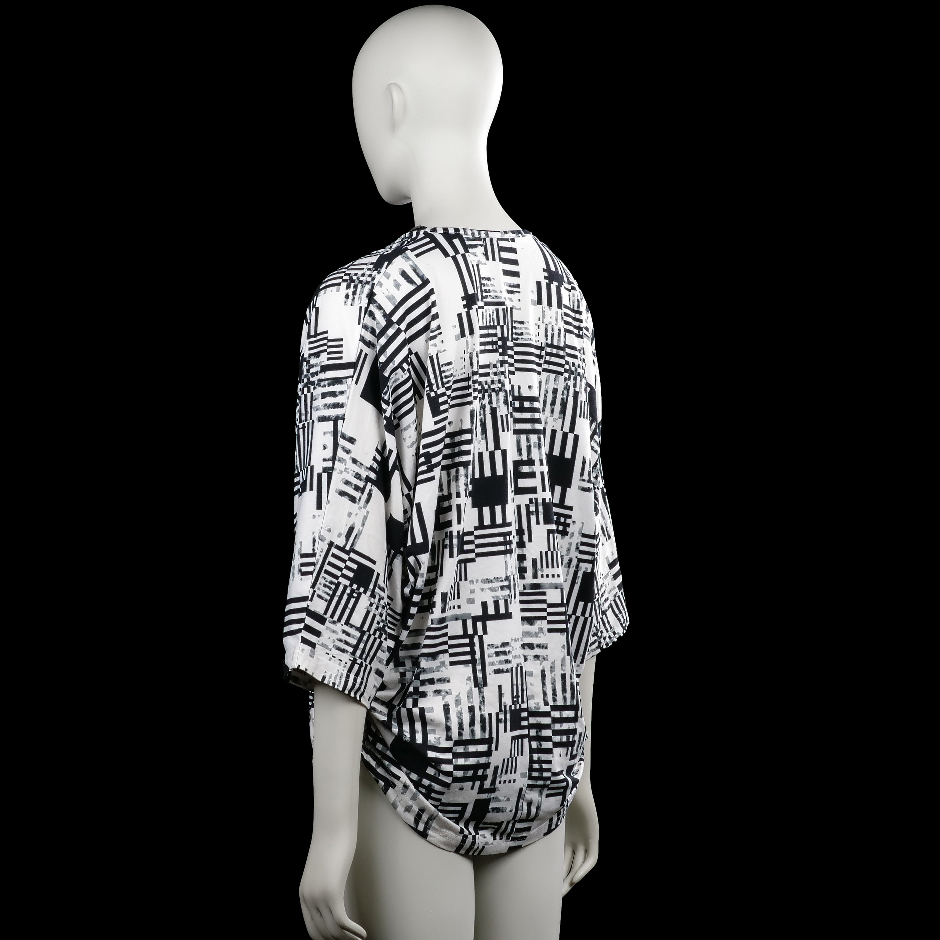 Long-sleeve top - White & Black - Size M