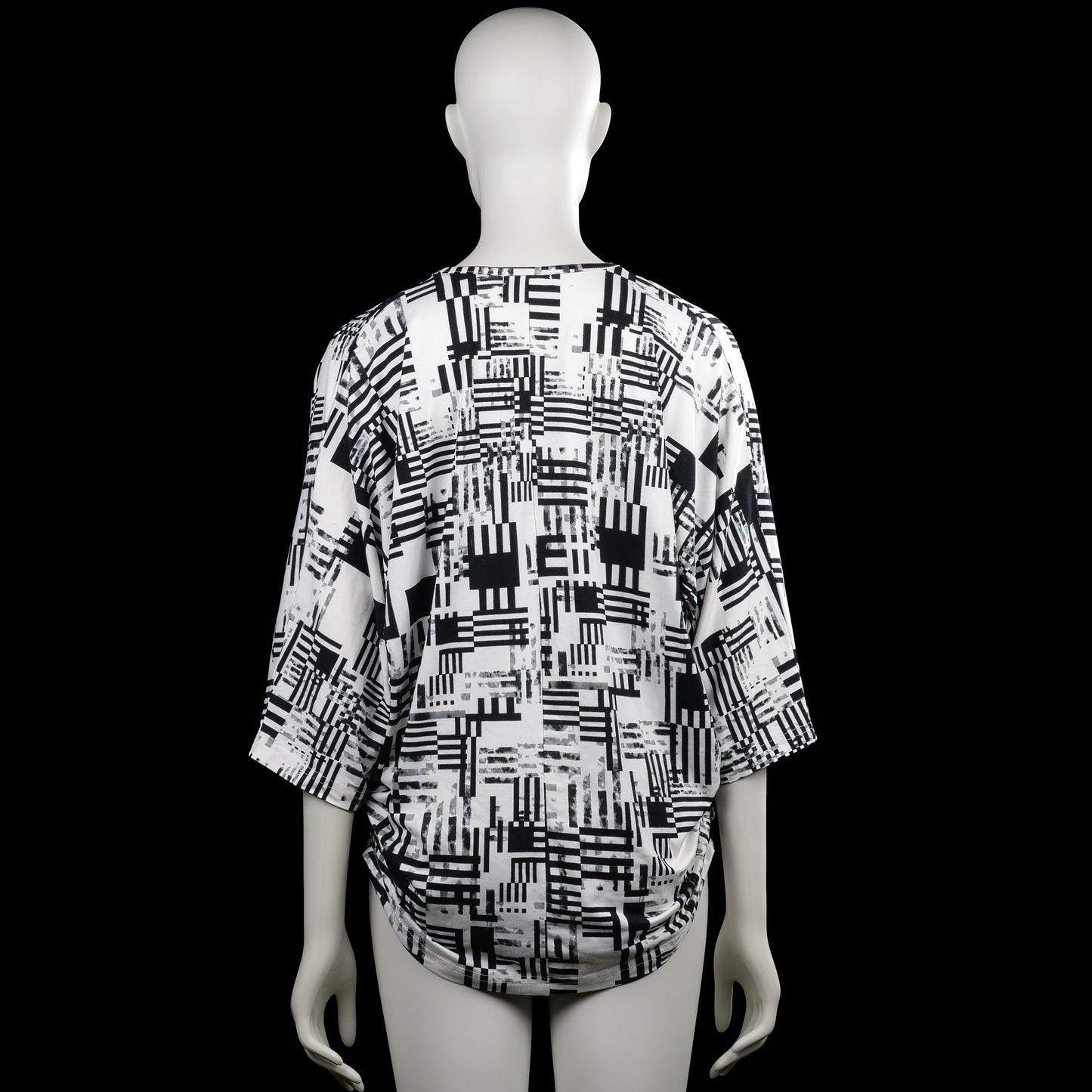 Long-sleeve top - White & Black - Size M