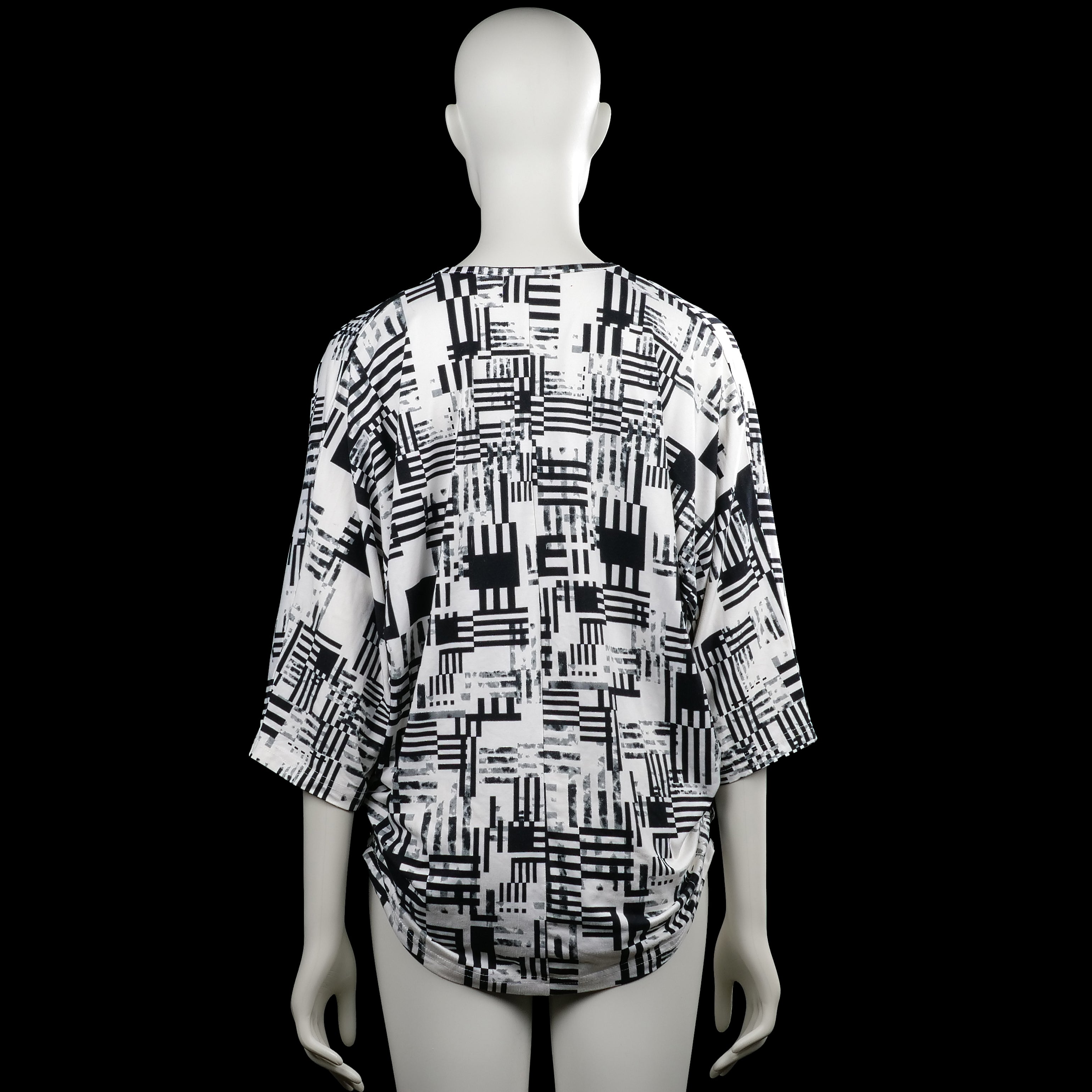 Long-sleeve top - White & Black - Size M
