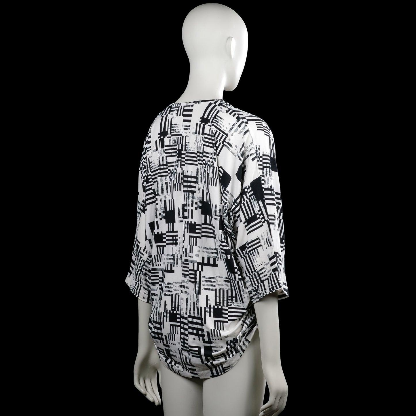 Long-sleeve top - White & Black - Size M