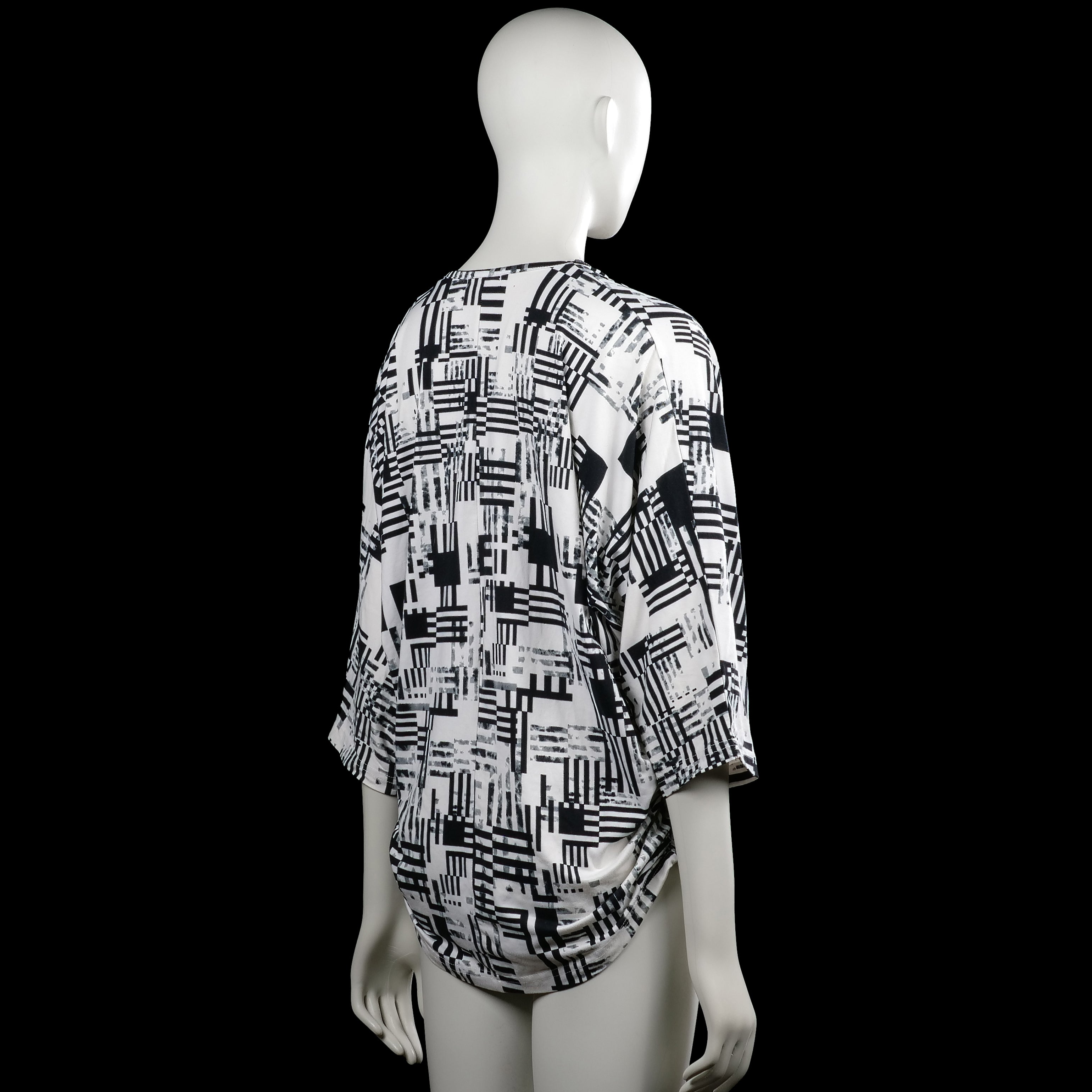 Long-sleeve top - White & Black - Size M