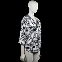 Long-sleeve top - White & Black - Size M