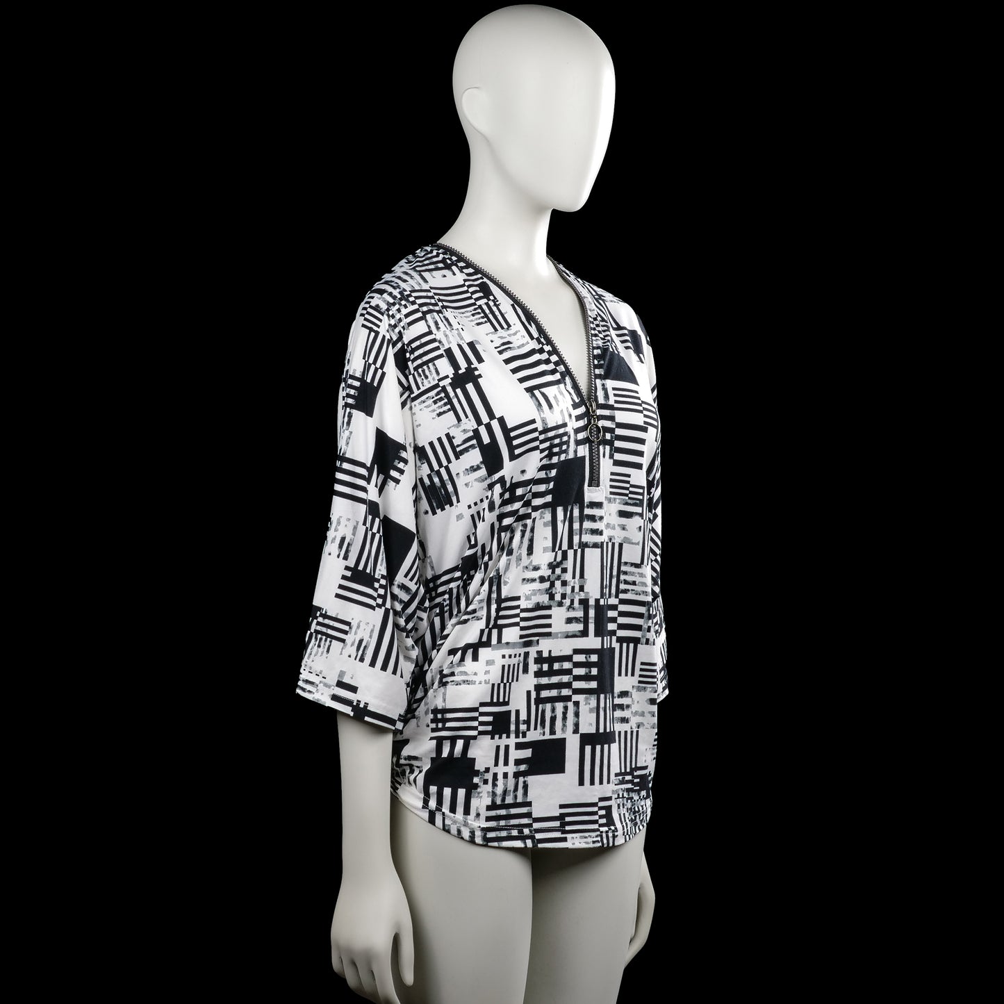 Long-sleeve top - White & Black - Size M