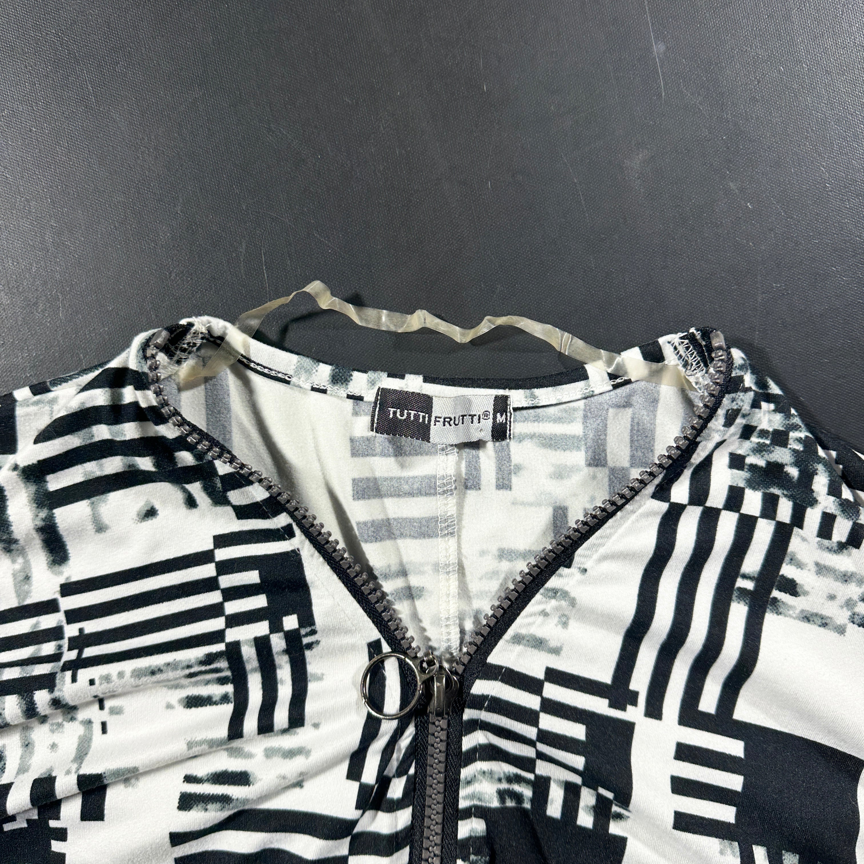 Long-sleeve top - White & Black - Size M