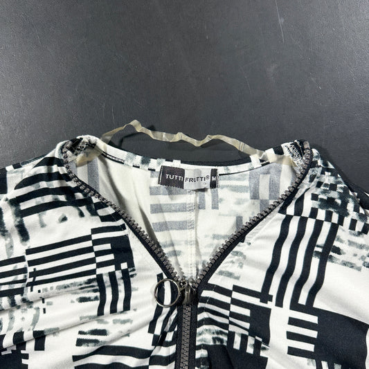 Long-sleeve top - White & Black - Size M