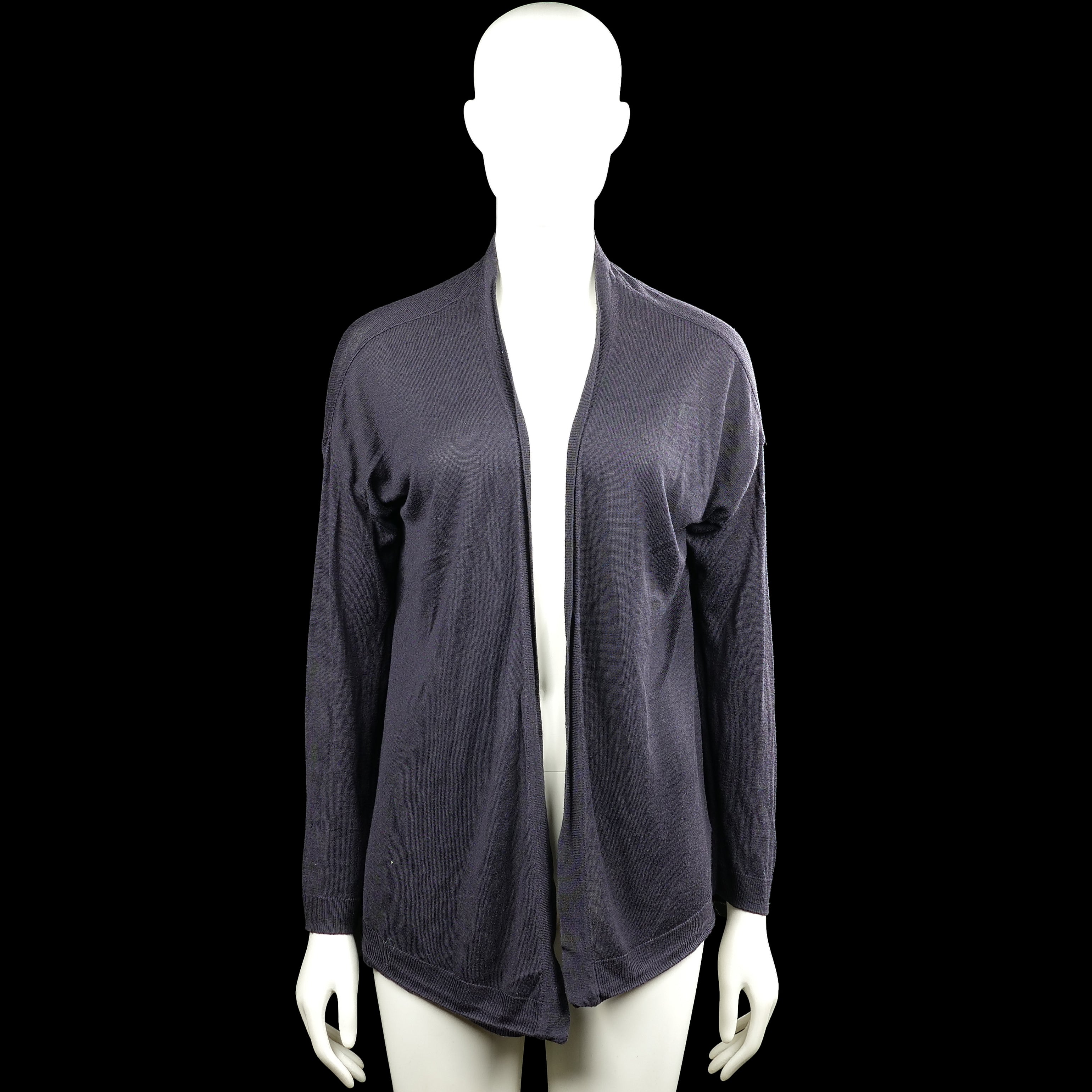 H&M - Cardigan - Navy - Size L - Navy solid open-front cardigan with a V-neckline and long sleeves. Ribbed cuffs and straight hem.