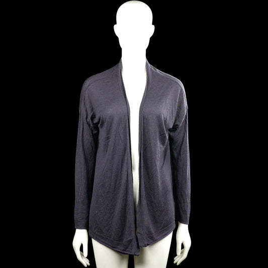 H&M - Cardigan - Navy - Size L - Navy solid open-front cardigan with a V-neckline and long sleeves. Ribbed cuffs and straight hem.