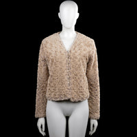 Srndpty - Cardigan - Beige - Size 38 - Beige solid long-sleeve top with a V-neckline and a straight hem. Plain cuffs with no visible closures or pockets.