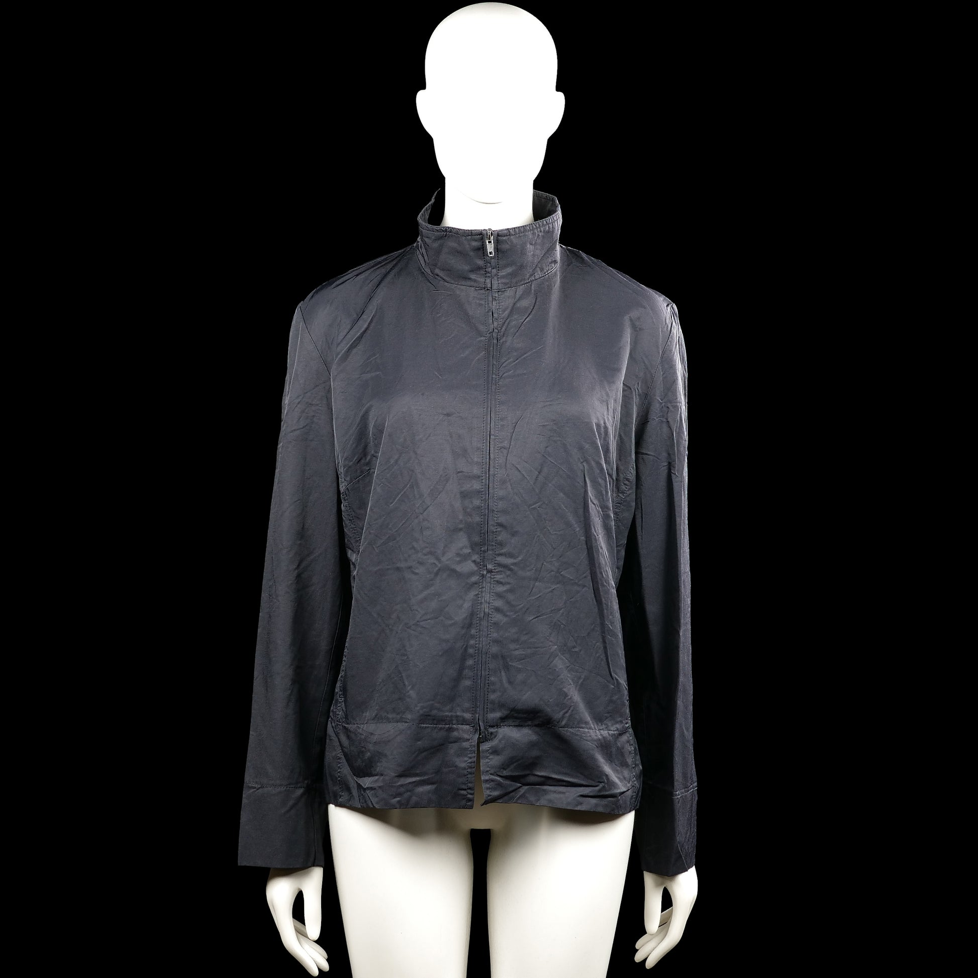 Miss etam - Windbreaker - Charcoal - Size 44 - Charcoal solid jacket with a high neck and a full front zip closure. Long sleeves with plain cuffs and a straight hem.
