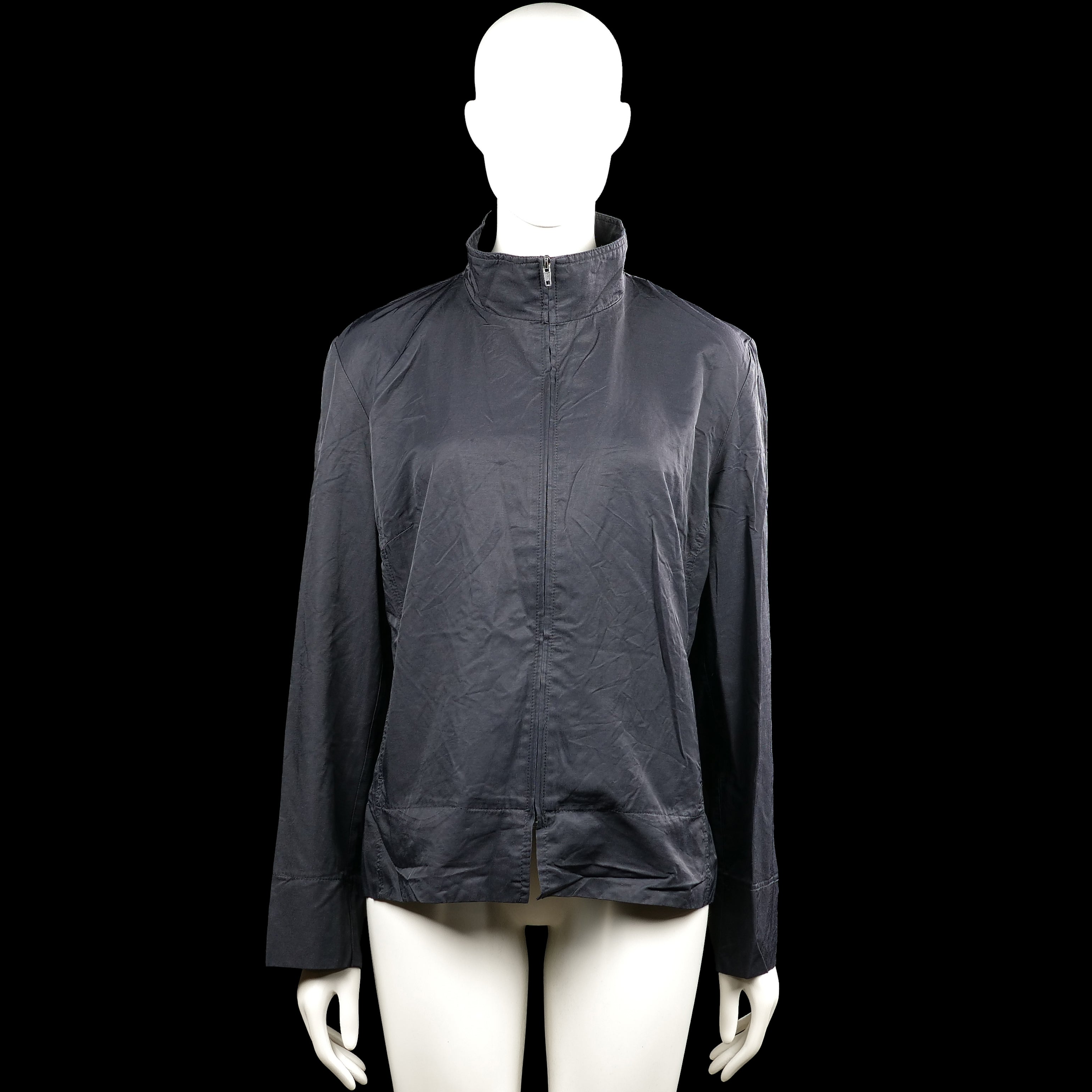 Miss etam - Windbreaker - Charcoal - Size 44 - Charcoal solid jacket with a high neck and a full front zip closure. Long sleeves with plain cuffs and a straight hem.