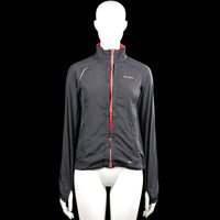 Soc - Windbreaker - Black & Red - Size 34 - Black solid jacket with a high neck and a front zip closure with a red placket detail. Long sleeves with elastic cuffs and a straight hem.