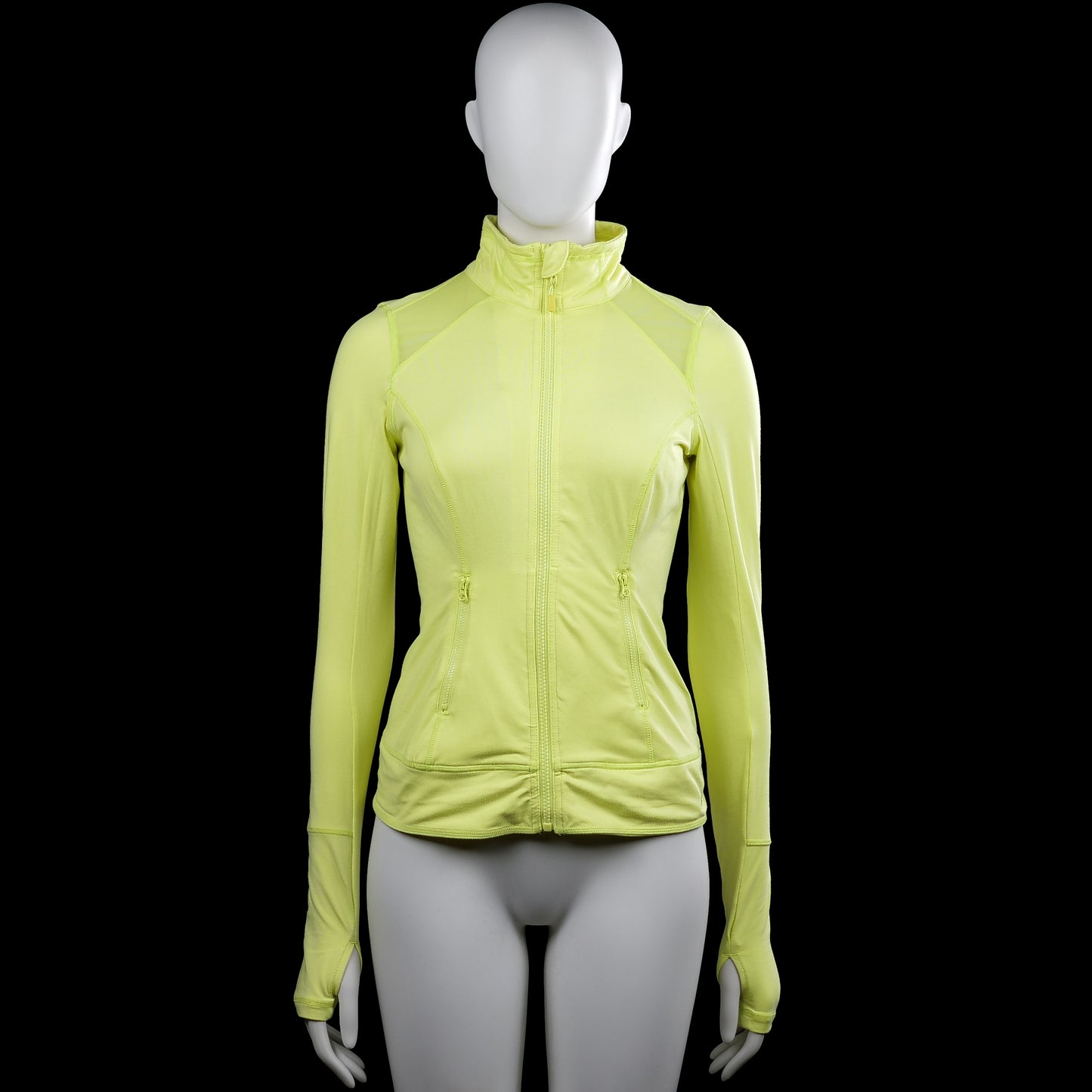 Kappahl Bodyzone - Sports top - Lime - Size 32, 34 - Lime solid high-neck jacket with a full-length front zipper and long sleeves. Features zippered front pockets, plain cuffs, and a straight hem.