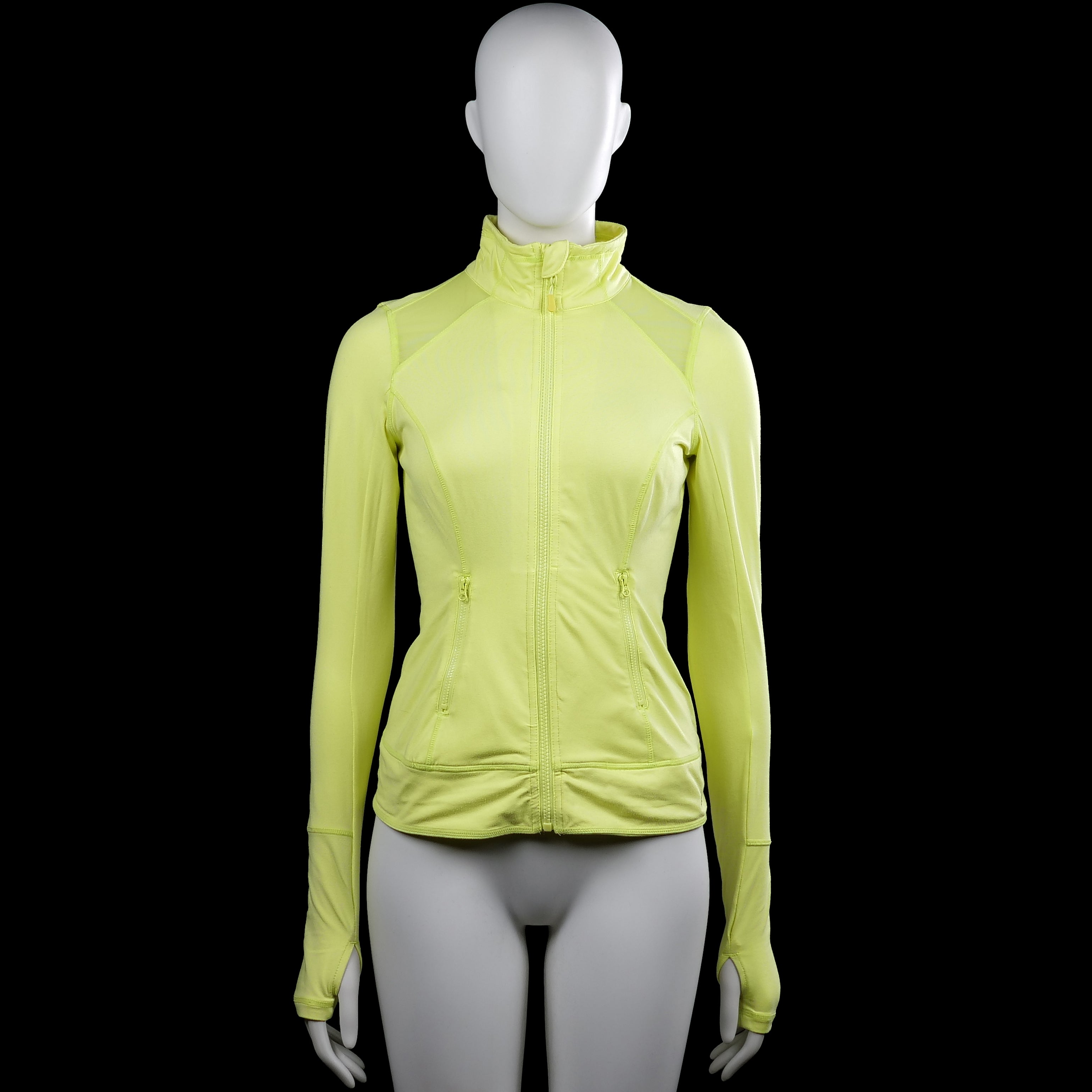Kappahl Bodyzone - Sports top - Lime - Size 32, 34 - Lime solid high-neck jacket with a full-length front zipper and long sleeves. Features zippered front pockets, plain cuffs, and a straight hem.
