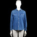 157 - Shirt - Denim Blue - Size 160 - Denim blue solid button-up shirt with a classic collar and long sleeves. Features buttoned chest flap pockets, buttoned cuffs, and a curved hem.