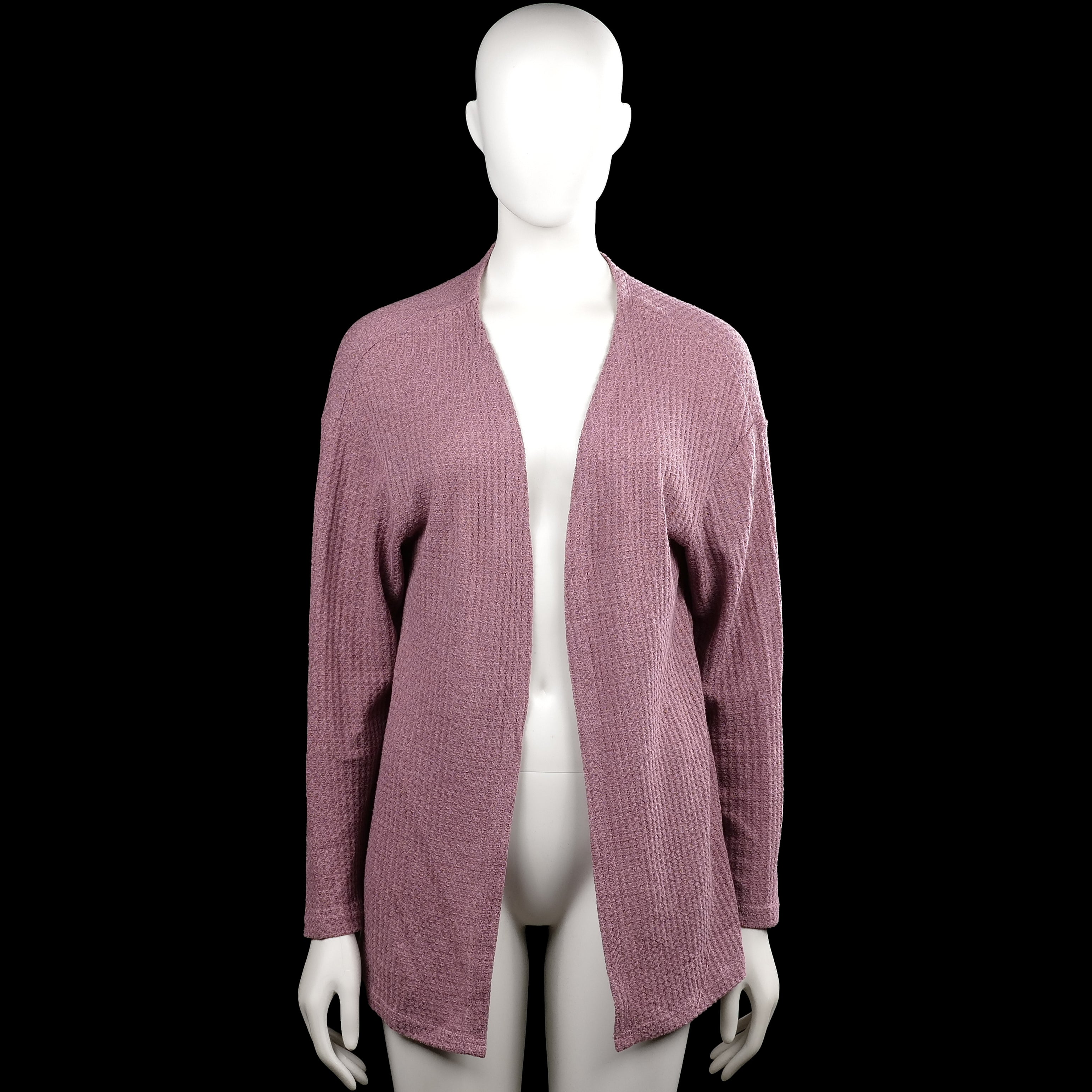 Shein - Cardigan - Purple - Size XS - Purple solid long-sleeve open-front cardigan with a V-neckline. Straight hem and plain cuffs.