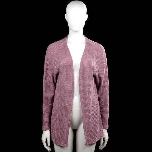 Shein - Cardigan - Purple - Size XS - Purple solid long-sleeve open-front cardigan with a V-neckline. Straight hem and plain cuffs.