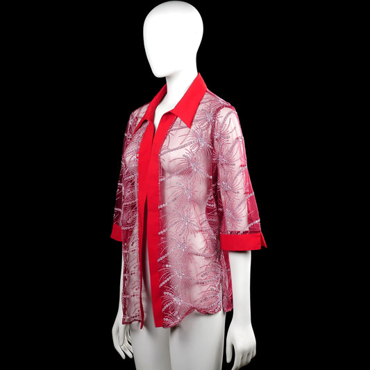 Cardigan - Red & Pink - Size L