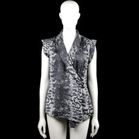 Paul costelloe - Blouse - Black & White - Size M - Black and white printed sleeveless top with a V-neck and draped front. Straight hem with plain arm openings.