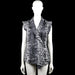 Paul costelloe - Blouse - Black & White - Size M - Black and white printed sleeveless top with a V-neck and draped front. Straight hem with plain arm openings.