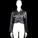 Leather jacket - Black - Size S - Black cropped jacket with a classic collar and a snakeskin-textured pattern. Features a front button closure, chest flap pockets, long sleeves with button cuffs, and a straight hem.