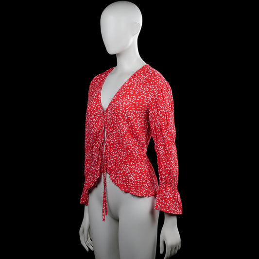 Blouse - Red & White - Size M