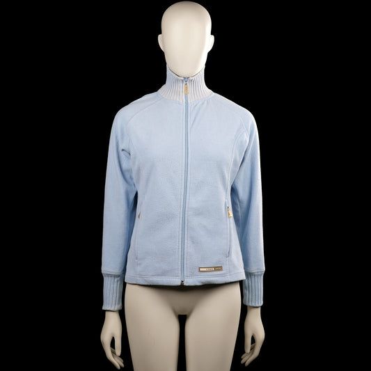 Chnk - Fleece jacket - Light Blue & Light Gray - Size 36 - Light blue solid zip-up top with a high ribbed collar and long sleeves. Features ribbed cuffs, a straight hem, and zip pockets at the sides.