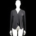 Lindex - Cardigan - Black - Size M - Black solid long-sleeve top with a V-neck and an open front drape. Asymmetrical hem and plain cuffs.