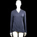 Alice bizous - Long-sleeve top - Navy - Size L - Navy solid wrap-style top with a V-neckline and long sleeves. Features plain cuffs and an asymmetrical hem.