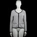 Cubus - Blazer - White & Black - Size 40 - White and black striped jacket with a round neckline and a front zip closure. Long sleeves with plain cuffs, straight hem, and two front pockets.