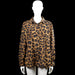 Shirt - Camel & Black - Size XL - Camel and black leopard-pattern button-up top with a classic collar and long sleeves. Features button cuffs and a straight hem.