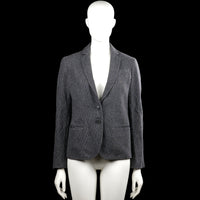 Massimo dutti - Blazer - Gray - Size S - Gray solid blazer with a V-neck lapel collar and long sleeves with button cuffs. Features a front button closure, flap pockets, and a straight hem.