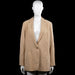 Kappahl - Blazer - Beige - Size 42 - Beige solid blazer with a notched collar and a V-neck opening with a single-button front. Long sleeves with plain cuffs, straight hem, and two front welt pockets.