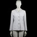 H&M - Blazer - White - Size 34 - White solid jacket with a classic collar and long sleeves with button cuffs. Features a front button closure, two front welt pockets, and a straight hem.