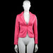 Made In Italy - Blazer - Pink - Size S - Solid pink blazer with a ruffled shawl collar and a V-neck opening. Long sleeves with plain cuffs, single front button closure, flap pockets, and a curved hem.