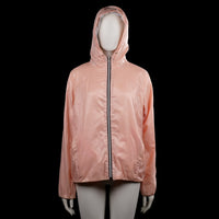 Windbreaker - Pink - Size 44 - Pink solid hooded jacket with a full-length front zipper and side pockets. Long sleeves with elastic cuffs and an elastic hem.
