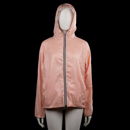 Windbreaker - Pink - Size 44 - Pink solid hooded jacket with a full-length front zipper and side pockets. Long sleeves with elastic cuffs and an elastic hem.