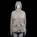 Jazlyn - Safari jacket - Beige - Size XL - Beige solid hooded jacket with a high front placket and drawstrings at the hood and waist. Long sleeves with button cuffs, flap pockets with snap buttons, and a straight hem.